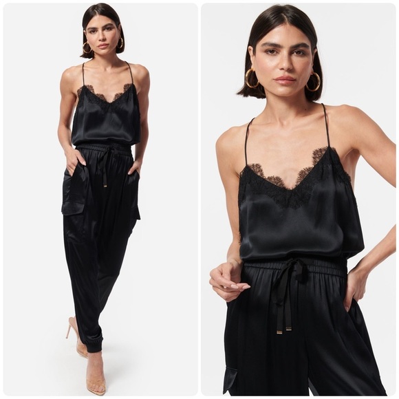 New! CAMI NYC Racer Charmeuse Lace Silk Cami in Black 🖤 Medium - Picture 1 of 12